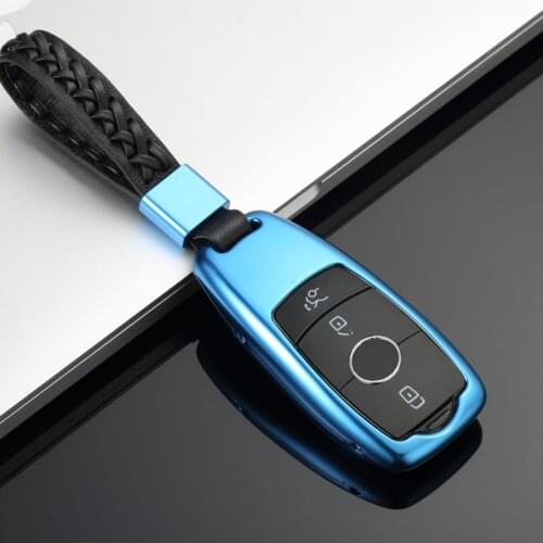 Styling Aluminum Alloy Key Shell + Chain Car Protective Case Cover Skin Holder For Mercedes Benz NEW E Class E300L E200L E320