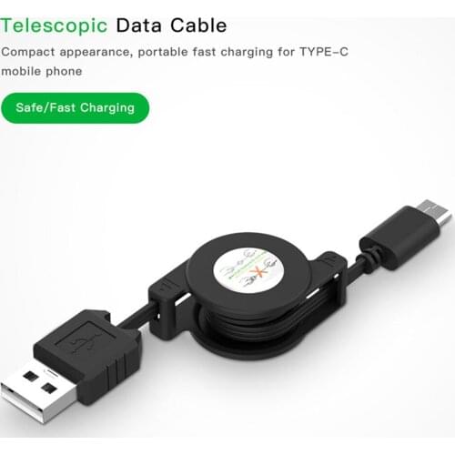 Universal Fast Charging Type-C Retractable Data Sync Phone USB 3.1 Charging Cable Cord for Android iOS