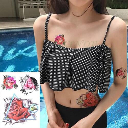 Waterproof Temporary Tattoo Sticker Sexy Rose Flower Fake Tatto Flash Tatoo Large size Tatouage Leg Arm for Women Men girl