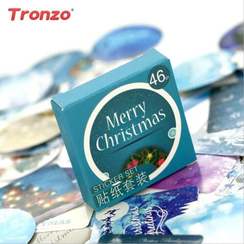 Tronzo Christmas Boxed Stickers Christmas DIY Notebook Photo Album Stickers Scrapbook Decoration Christmas Decoration Xmas 2020