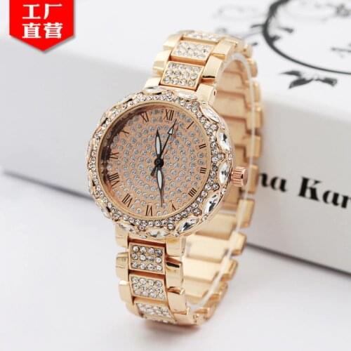 Womens Watches Women Golden Watch for Lady Luxury Designer Brand Crystal Diamond Bracelet Quartz Wristwatch Relogio Feminino