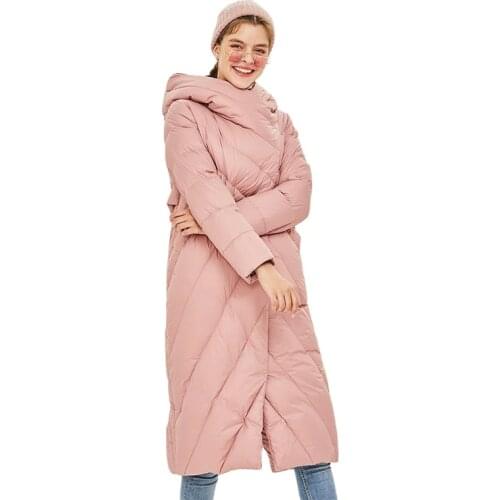 Allure Amore Long Women White Duck Down Jacket Windproof Quilted Coat With Hood Parka Lightweight Puffer Clothes AA1906313
