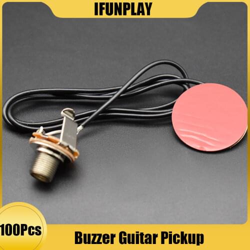 100pcs Guitarra Buzzer Pickup Piezo Transducer Prewired Amplifier with 6.35MM Output Jack for Acoustic Guitar Ukulele Cigar Box