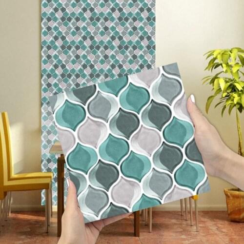 10Pcs Wall Tile Sticker Self-adhesive 3D Texture Effect PVC Decorative Wall Decal for Living Room Decoration Wallpaper