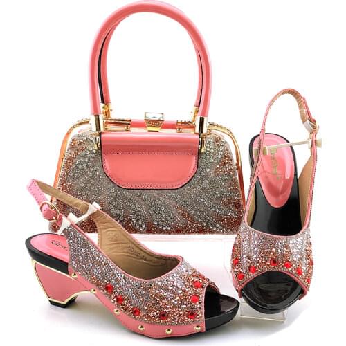 2020 African New Arrival Italian Design Hot Selling Nigerian Fashion Style Ladies Shoes and Bag Set in Teal Color for Party