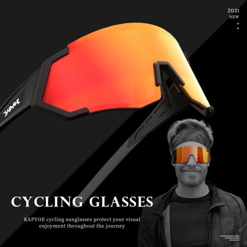 2021 Kapvoe Outdoor Cycling Glasses for Men Sports UV400 Protection Goggles Sunglasses Women Mirror Color Lens MTB Accessories