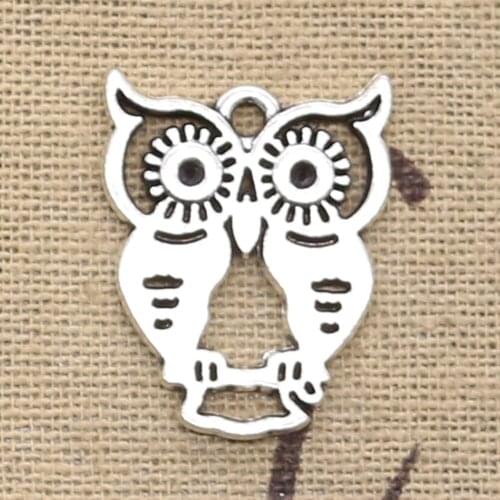 8pcs Charms Owl 23x19mm Antique Silver Color Plated Pendants Making DIY Handmade Tibetan Silver Color Finding Jewelry