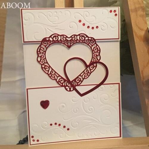 ABOOM 3PCS Love Heart Cutting Dies Stencils Template For DIY Scrapbooking Dies Cut Paper Card Photo Album Embossing Metal Cutter