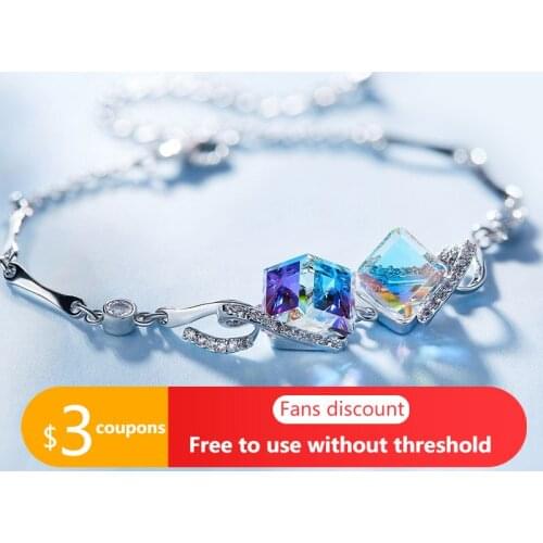 AGATA Silver Rose Gold Bracelet Sugar Cube Colorful Crystal Bracelet Female Fashion Simple Designer Rubiks Cube Bracelet Women