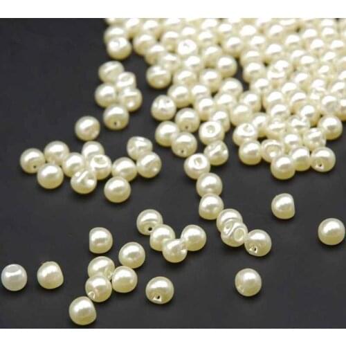 Side Hole Plastic 6MM 200Pcs Beige Imitation Pearls Buttons Clothing Collar Beads Material Decorative Accessories