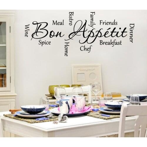 Large Bon Appetit Chef Wall Sticker Kitchen Dinning Room Enjoy Meal Dinner Cook Wall Decal Vinyl Home Decor