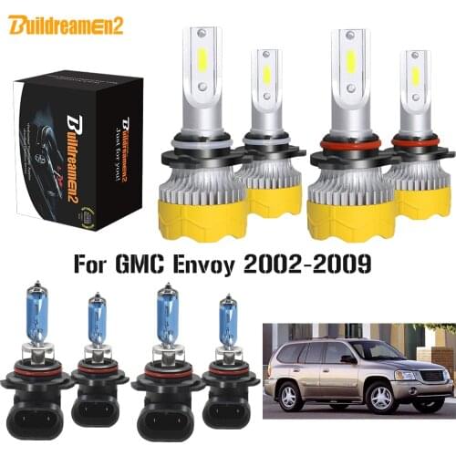 Buildreamen2 4 X Car Headlight High Low Beam LED Halogen Headlamp 12V For GMC Envoy 2002 2003 2004 2005 2006 2007 2008 2009
