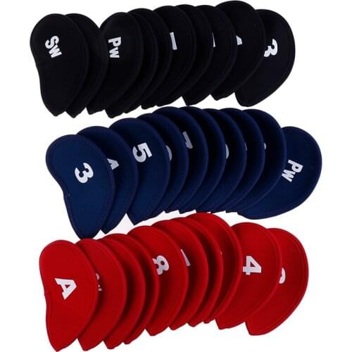 Golf Head Covers Golf Club Iron Head Protector Headcover Golf Accessory Black golfer gift 10pcs/set