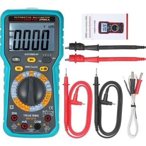 6000 Count LCD Digital Automotive Multimeter True RMS Universal Tester with Flashlight