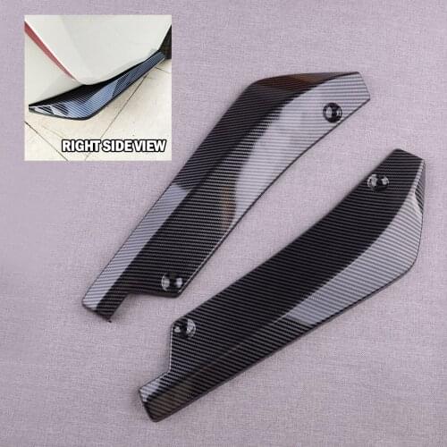 CITALL 2Pcs/Set Car Universal Rear Bumper Fin Lip Canard Splitter Diffuser Spoiler Carbon Fiber Style ABS