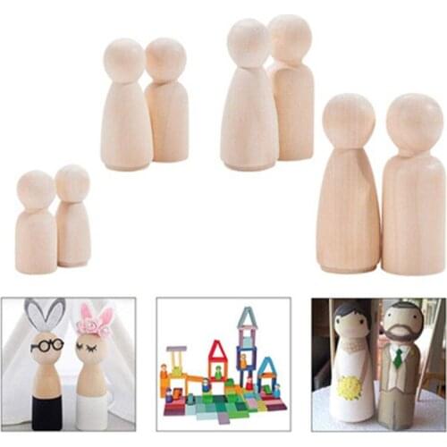 Puppet Wooden Peg Dolls Family child DIY Crafts Unfinished Toys Childrens Painted Doodle Natural Color Ornaments