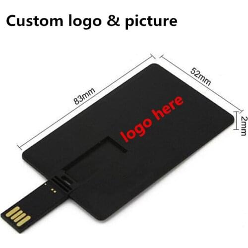 Free logo New Amazing Metal Black Credit card Bank Card Shape usb 2.0 memory flash stick pen drive