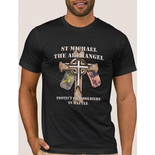 St Michael The Archangel - Protect Our Soldiers T-Shirt. Summer Cotton Short Sleeve O-Neck Mens T Shirt New S-3XL