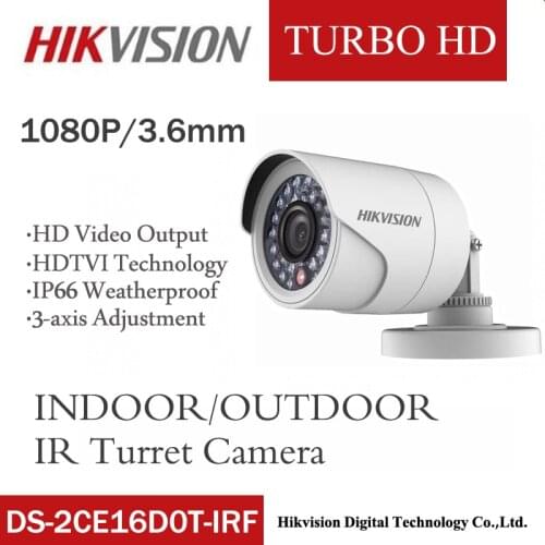 Hikvision DS-2CE16D0T-IRF CVBS/AHD/TVI/CVI 2MP HD1080P IR 20m outdoor and indoor wild angle night vision waterprooof HD Camera