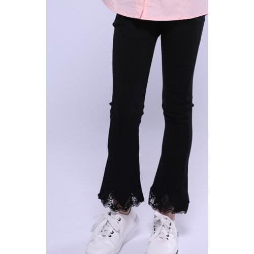 Cotton Kids Pants for Girls Bell-Bottoms Patchwork Lace Elastic Slim Girls Trousers 6 8 10 12 14 Years Children Clothing Vestido