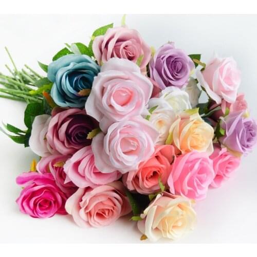 New Artificial Flower 9cm Silk Rose Flower Head Wedding Party Home Decoration DIY Birthday Party Decoration Supplies