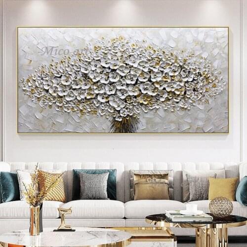 100% Handpainted Oil Painting On Canvas New Handmade Knife Flower Oil Painting Wall Art Picture Home Decoration For Living Room
