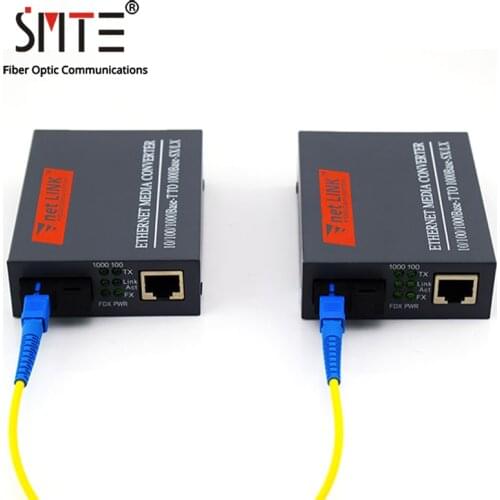 NetLink HTB-GS-03 A/B Fibra Media Converter 20km 10/100/1000Mbps SC RJ45 Single-Mode Port Transceiver External Power Supply