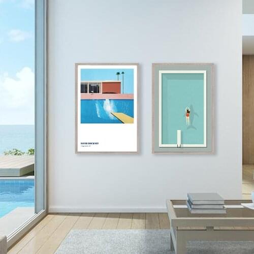 Minimalist Swimming Pool Art Prints Vintage Canvas Posters Abstract Artwork Painting Wall Pictures For Living Room Unique Decor