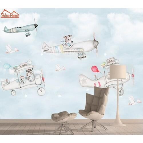 Cartoon Plane Kids Room 3d Mural Wallpapers for Living Room Wallpaper Wall Paper Papers Home Decor Murals Removable Walls Mural