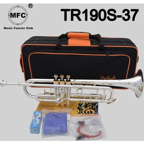 Music Fancier Club Bb Trumpet TR190S-37 Silver Plated Gold Keys Music Instruments Profesional Trumpets 190S-37 Case Mouthpiece
