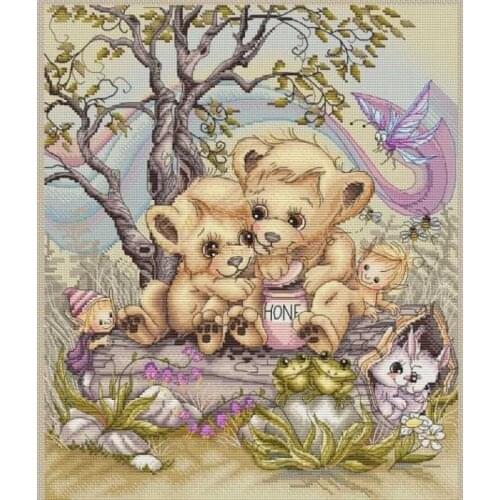 Cross Stitch Kit Packages Counted Cross-Stitching Kits New Pattern Cross stich Painting Set Two little bears 40-46