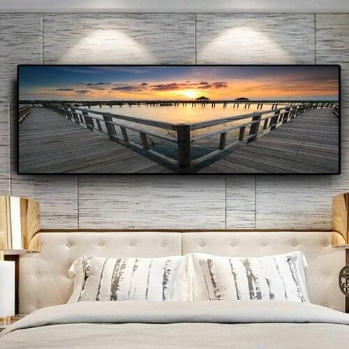 Natural Sunset Could Bridge Cuadros Landscape Canvas Painting Posters and Prints Mediterran Wall Art Picture for Living Room