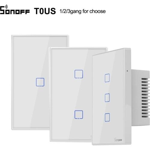 Sonoff T0 US/AU Smart Wifi Wall Touch Light Switch 1/2/3 Gang Touch/WiFi/APP Remote Smart Home Controller Work with Alexa/google