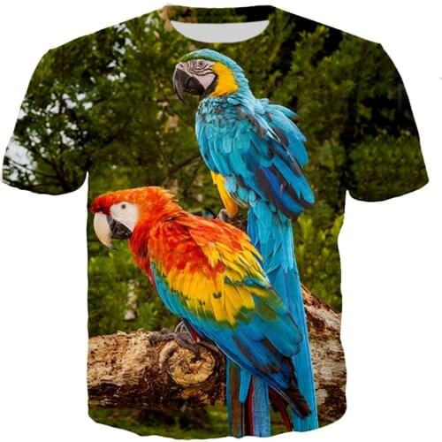 Summer new Parrot T Shirt Men Flower Tshirt Hip Hop Tee 3d Print T-shirt Cool Men women Clothing Casual Tops sweatshirt Tees