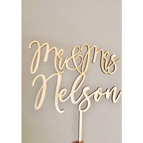 Personalised Mr and Mrs Wedding Cake Topper.Love Anniversary Cake Topper Bride and Groom Wood Cake Topper Decorations