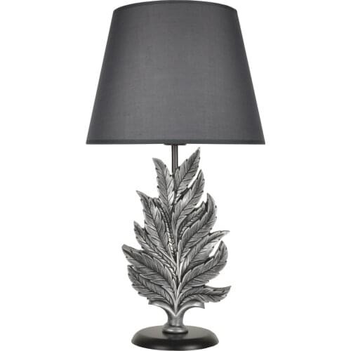 Qdec Gift Accessories Decorative Home Office Bedroom Study Table For Modern Designed Leaf Statuary Lampshade Silver Gray