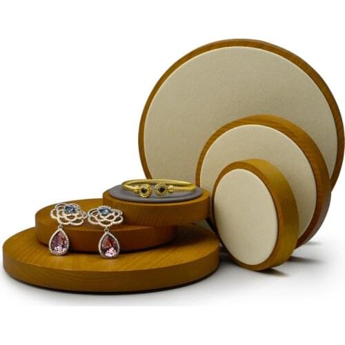FANXI Wooden Display Tray for Bangle Necklace Microfiber Jewelry Display Trays Pedant Organizer Props