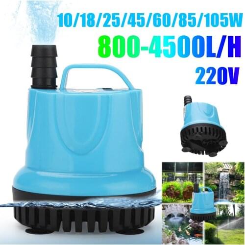 10/25/45/60/85/105W 600-4500L/H Submersible Water Pump 220V Aquarium Fish Pond Tank Spout Marin Temperature Control Clean