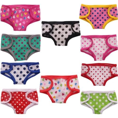 Velcro Dots Love Underwear Casual Fit 18 Inch American Doll And 43cm Baby New Born Doll，Our Generation ,DIY Gift For Childrens