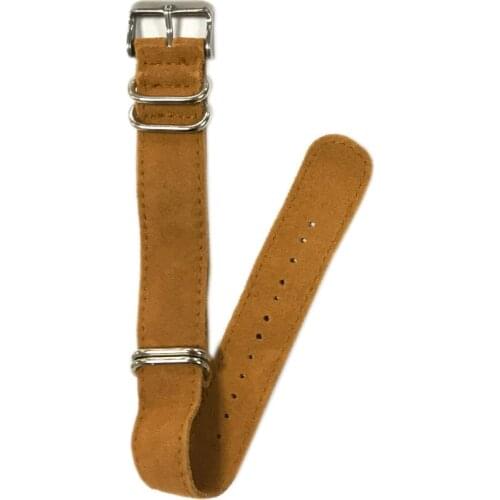 High Quality Suede Leather Zulu Watch Strap 20mm Leather Nato Strap Watchband Five Siver Buckle Replacement Wrist Watchbands