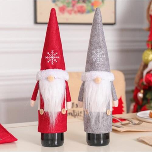 Christmas Santa Gnome Wine Champagne Bottle Cover Bag Party Dinner Holiday Decor