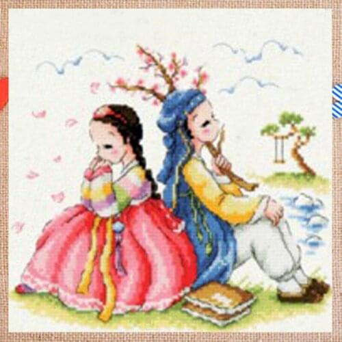 SO3166 Korean Love Mini Cartoon Package Craft Stich Cross Stitch Needlework Embroidery Crafts Counted Cross-Stitching Kits Gift