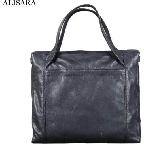 Alisara Messenger Bag First Layer Cow Leather Top End Handmade Men Business Laptop Handbag Shoulder Crossbody Satchel Hand Bags