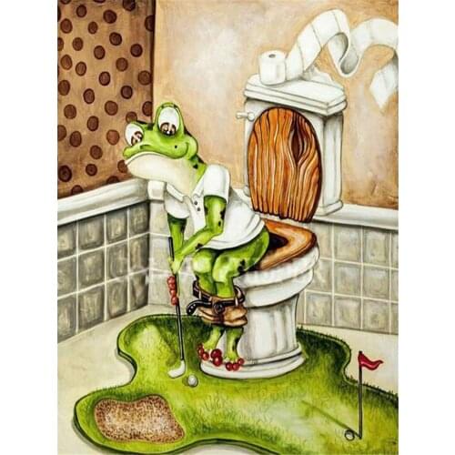 Toilet Monkey Fat Lady Printed 11CT Cross Stitch Embroidery Patterns DMC Threads Hobby Painting Knitting Craft Room Sales