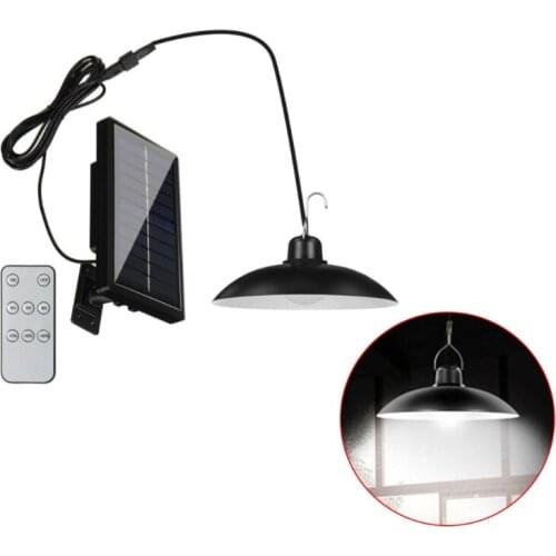 Vintage Solar Powered Pendant Shed Light Waterproof Hanging LED Chandelier Lamp with Remote Control for Patio Garden