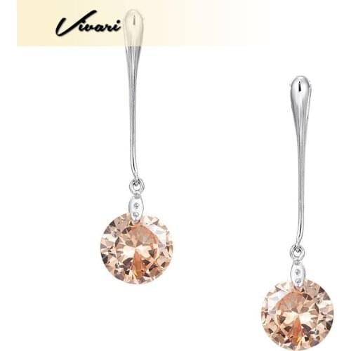 Vivari Fashion Ladies Stainless Steel Yellow Crystal Pendant Earrings Fashion Accessories