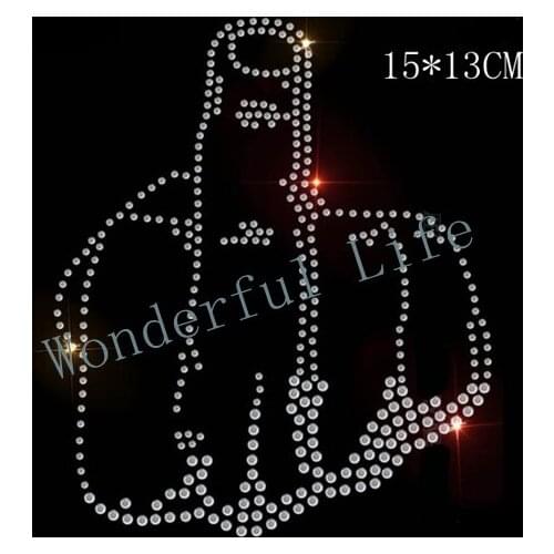 YX Free shipping Come on Cool Fingers rhinestone iron on transfers design for mans T-shirt