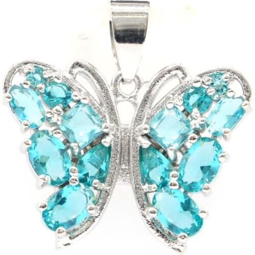 53x35mm Delicate Fine Cut 11g for Women Created Golden Citrine Tourmaline Bright Cubic Zircon Bridal Jewelry Silver Pendant