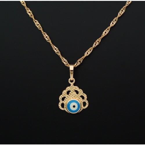 Gold Blue Eye Pendant Necklace Women Costume Jewelry Making DIY Charm Pendentif Femme Colgantes Gioielli Oog Hanger N0208
