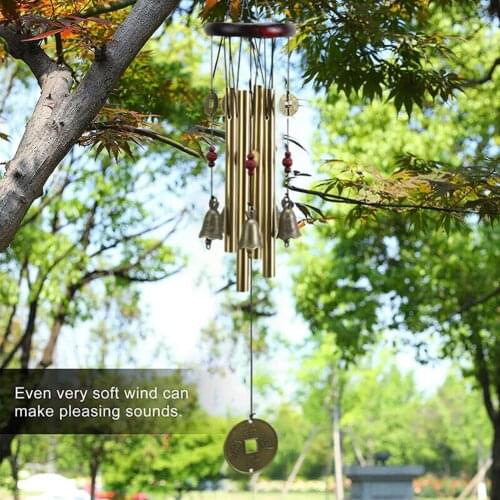 1PC Outdoor Metal Bronze Wind Chimes 4 Tubes Garden Hanging Decor Ornament Door Decoration Pendant